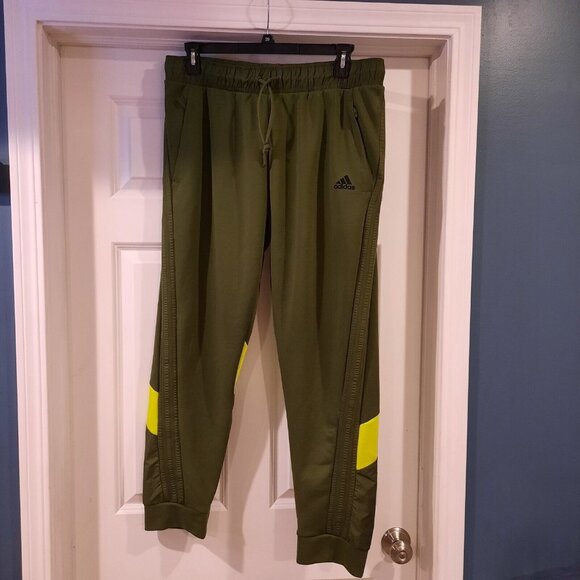 Adidas Pants Mens XL‎ Green Jogger Sweatpants Fleece Aeroready Primegreen Lounge - Picture 1 of 15